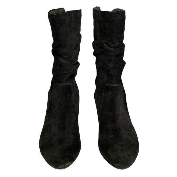 Easy Spirit Black Genuine Suede Leather Stacked Heel Slouchy Boots Sz 8.5 Wide - Picture 3 of 16